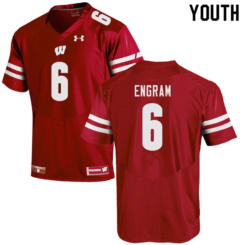 Youth #6 Dean Engram Wisconsin Badgers College Football Jerseys Sale-Red - Click Image to Close